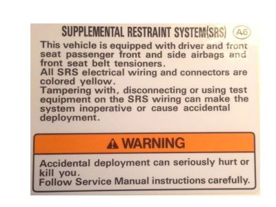 Acura 77871-SZ3-A60 Srs Warning Label
