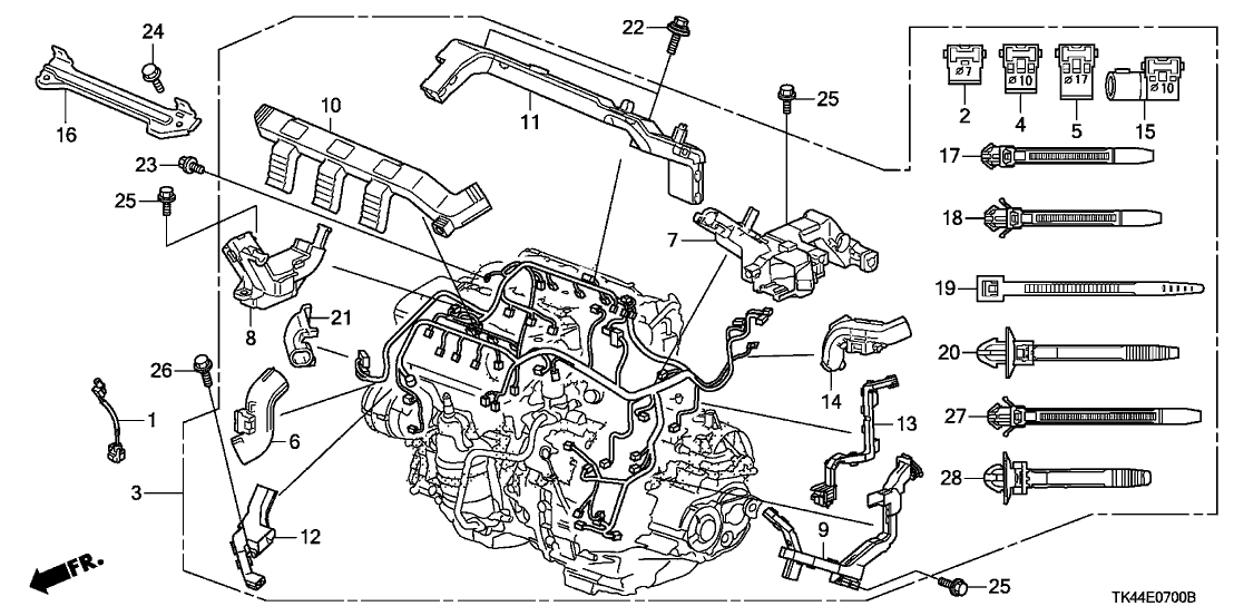 Acura 32129-RK1-A51 Holder C, Engine Harness
