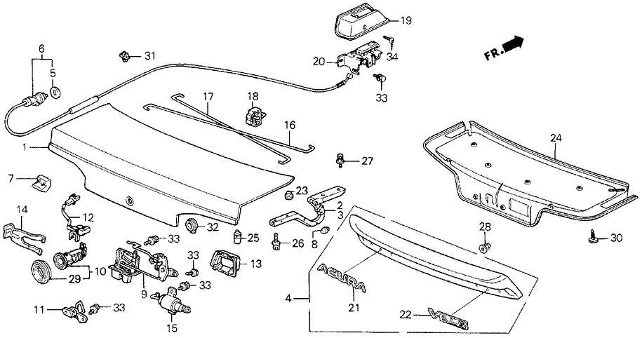 Acura 68660-SG0-000ZZ Hinge, Driver Side Trunk