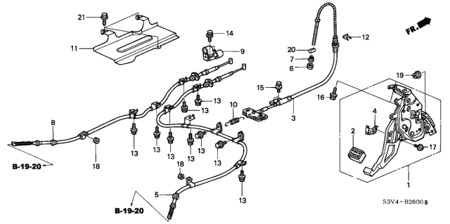 2001 Acura MDX Wire A, Parking Brake Diagram for 47210-S3V-A01