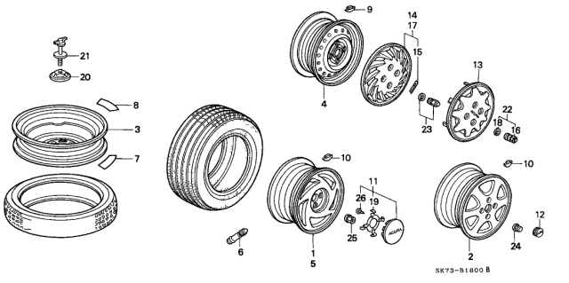 1992 Acura Integra Plate, Spare Tire Caution (T-Type) (English) Diagram for 42767-SK7-A01