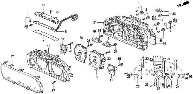 1996 Acura TL Bulb Socket Assembly (Base Gray) Diagram for 37103-SR3-004