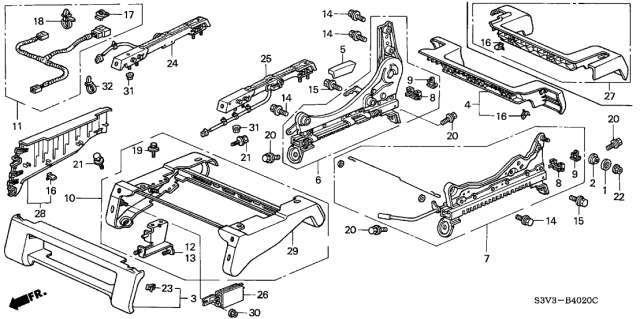 2005 Acura MDX Adjuster, Passenger Side Slide (Inner) Diagram for 81270-S3V-A41