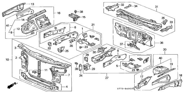 1994 Acura Integra Dashboard (Lower) Diagram for 61500-ST7-A00ZZ