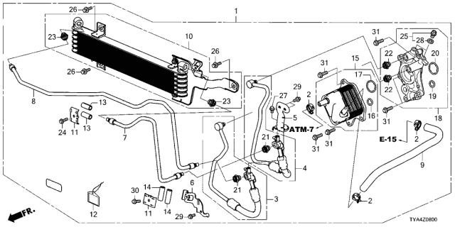 2022 Acura MDX Clip, Water Hose Diagram for 19512-5A2-A01