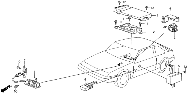 1989 Acura Integra Cover Unit, Electronic (Palmy Gray) Diagram for 72830-SB3-961ZJ