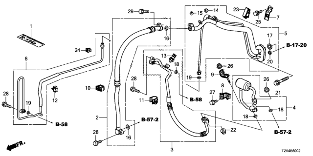 2020 Acura MDX Air Conditioner Pipe Clip Diagram for 80382-SLJ-003