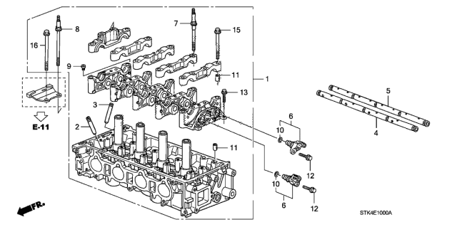 2009 Acura RDX Cylinder Head Assembly Diagram for 12100-RWC-A00