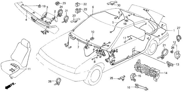 1990 Acura Legend Wire Harness, Instrument Diagram for 32117-SD4-A17