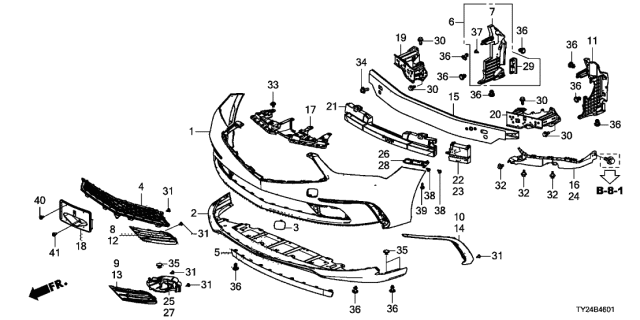 2018 Acura RLX Front Bumper Side Garnish Left Diagram for 71117-TY2-A61