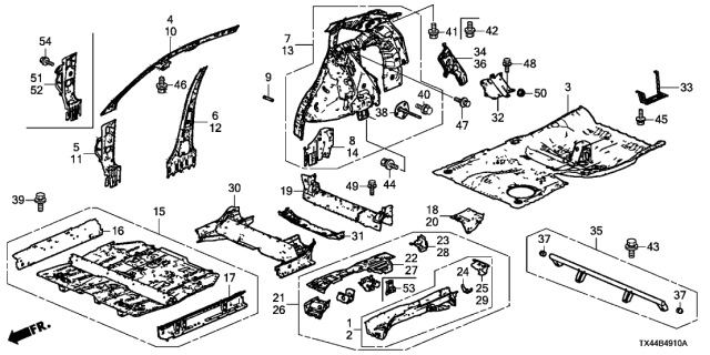 2016 Acura RDX Crossmember, Rear Floor (Upper) Diagram for 65530-TX4-A01ZZ