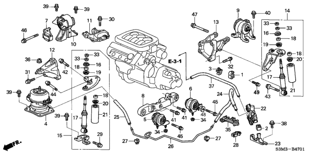 2003 Acura CL Engine Mounts (MT) Diagram