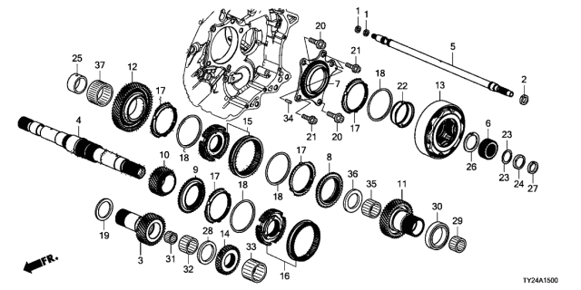 2014 Acura RLX Bearing, Needle 24X28X Diagram for 91101-R9T-013