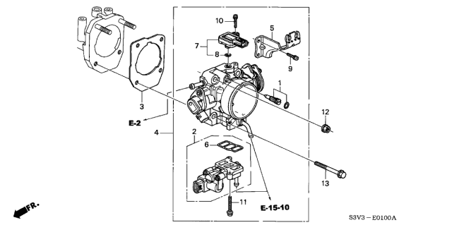 2001 Acura MDX Throttle Body Assembly Diagram for 16400-PGK-A04