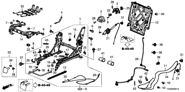 2015 Acura MDX Middle Seat Components (R.) (Bench Seat) Diagram