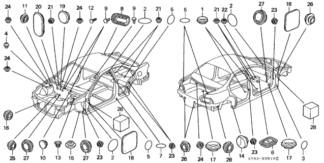 1996 Acura Integra Weld Hole Cap (51X77) Diagram for 90615-SR3-000