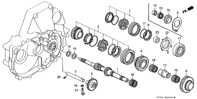1997 Acura CL Shaft, Reverse Idle Gear Diagram for 23261-PX5-A00