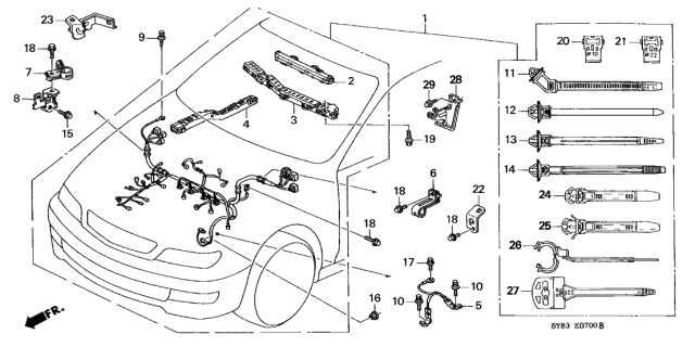1999 Acura CL Holder A, Harness Diagram for 32127-PAA-A00