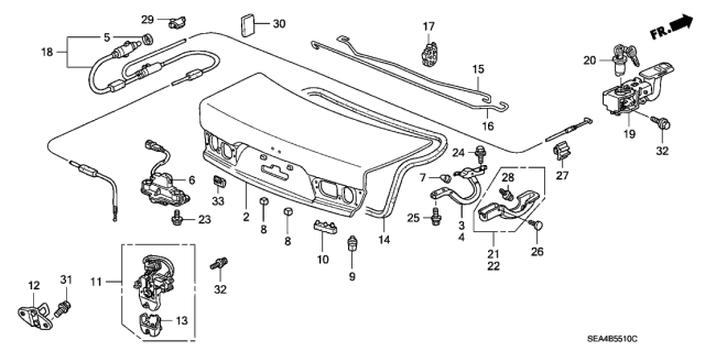 2005 Acura TSX Lid, Trunk (Dot) Diagram for 68500-SEC-A90ZZ