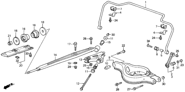 1986 Acura Legend Bolt, Trailing Link Adjusting Diagram for 52385-SD4-003