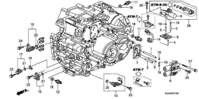 2009 Acura RL Automatic Transmission Oil Pressure Switch Assembly Diagram for 28600-R36-004