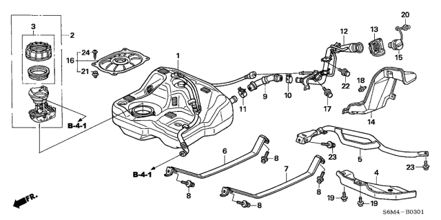2005 Acura RSX Band, Driver Side Fuel Tank Mounting Diagram for 17522-S6M-A00
