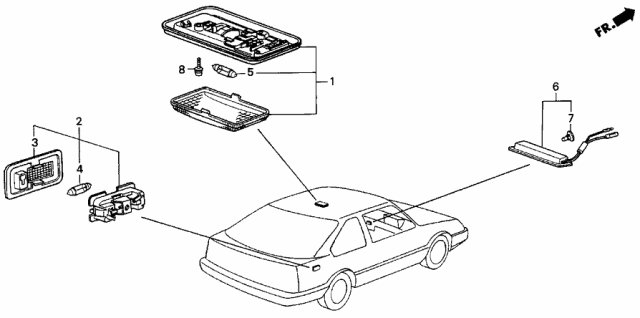 1989 Acura Integra Light Assembly, Interior (Lofty Gray) Diagram for 34250-SD2-A01ZC