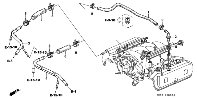 1997 Acura RL Breather Pipe Diagram for 17137-P5A-A10
