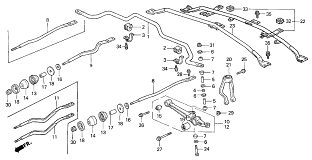 1997 Acura CL Bar, Strut Diagram for 74180-SS8-A00