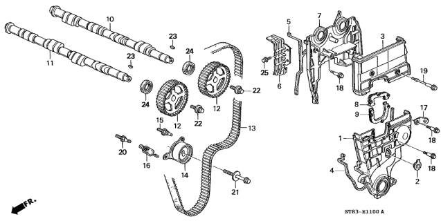 1998 Acura Integra Timing Belt Cover Diagram for 11810-P72-A00