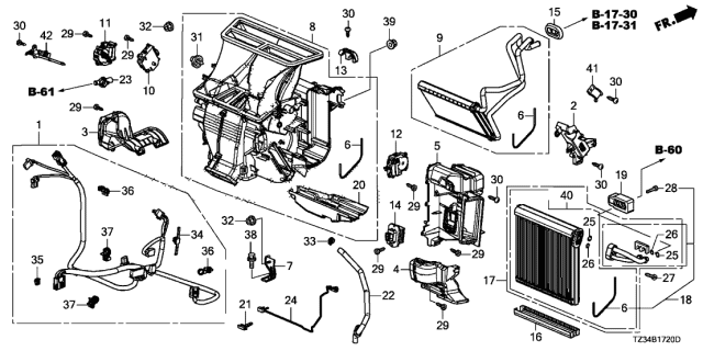 2020 Acura TLX Evaporator Sub-Assembly Diagram for 80210-TZ7-A41