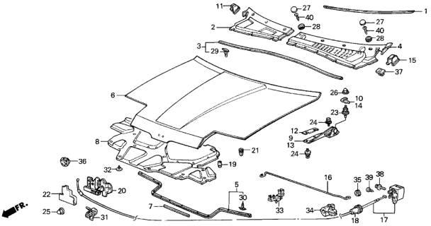 1987 Acura Integra Hood Wire Clip Diagram for 91513-SD2-003
