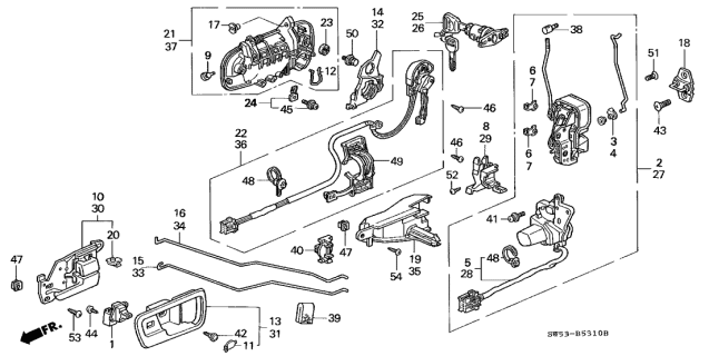 1995 Acura TL Rod, Right Front Lock Diagram for 72132-SW5-003