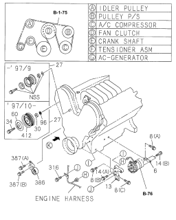 1998 Acura SLX Tensioner Assembly Diagram for 8-97125-860-1