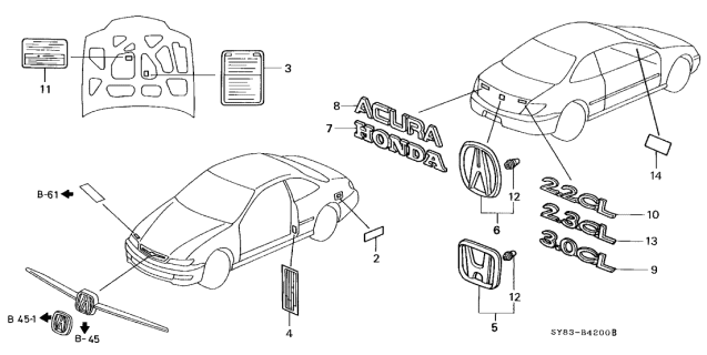 1997 Acura CL Placard, Specification (Usa) Diagram for 42762-SY8-A01