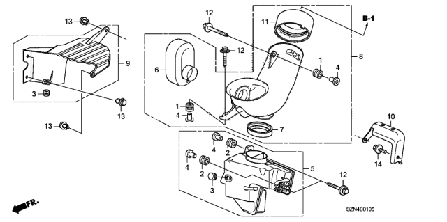 2010 Acura ZDX Tube Assembly,Air Intake Diagram for 17245-RP6-A00