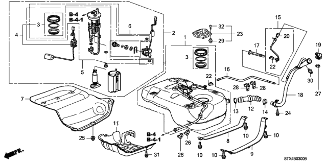 2008 Acura MDX Fuel Pump Module Set Diagram for 17045-STX-A01