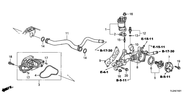 2013 Acura TSX Thermostat Cover Diagram for 19311-R70-A00