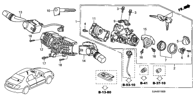2006 Acura RL Switch Assembly, Wiper Diagram for 35256-SJA-307
