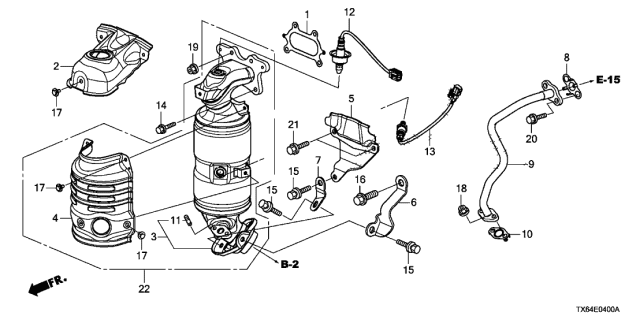 2014 Acura ILX Exhaust Converter Diagram for 18160-R2A-M00