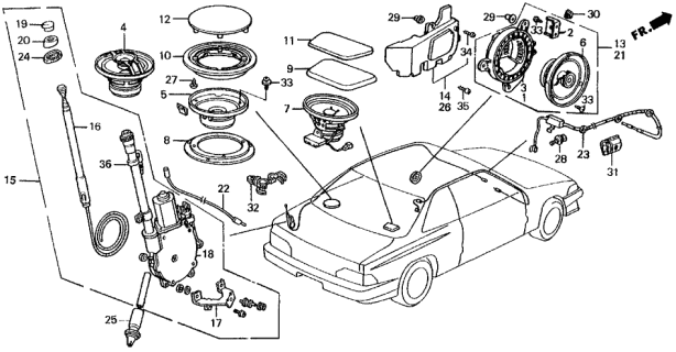 1990 Acura Legend Motor Assembly Diagram for 39153-SG0-A03