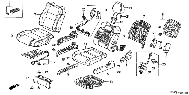 2002 Acura MDX Passenger Side Airbag Module Kit Diagram for 06783-S3V-A80