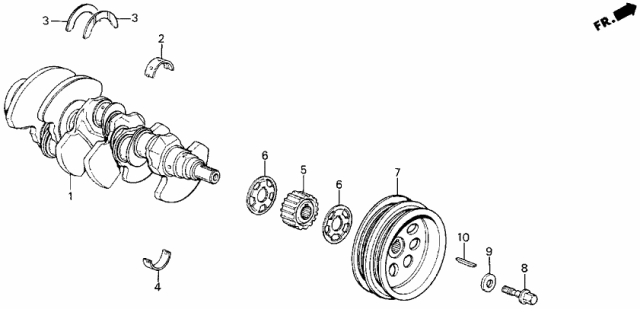 1988 Acura Legend Bearing C, Main (Green) (Taiho) Diagram for 13323-PL2-J02