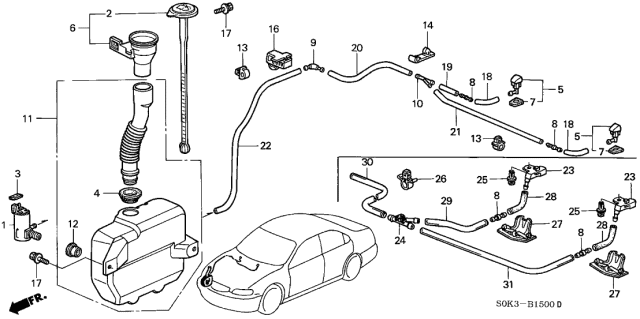 2001 Acura TL Windshield Washer Nozzle Assembly (Satin Silver Metallic) Diagram for 76810-S82-C11ZK
