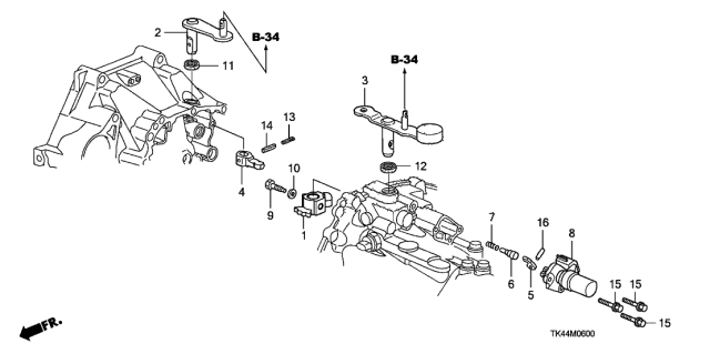 2010 Acura TL Shift Lever Diagram for 24470-RDE-000