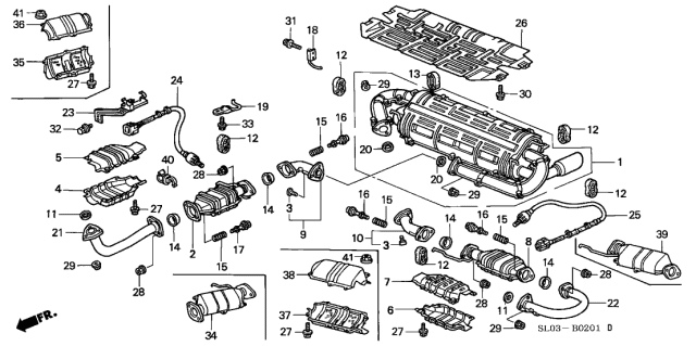 1996 Acura NSX Exhaust Pipe Diagram