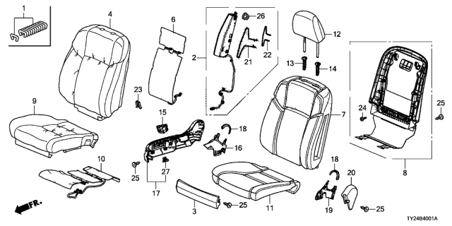 2014 Acura RLX Passenger Side Air Bag Module Assembly Diagram for 78050-TY2-A01