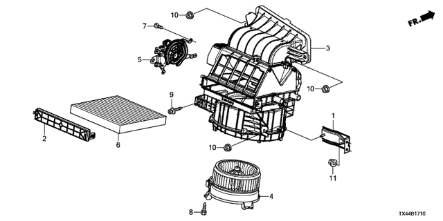 2013 Acura RDX Fan/Heater Blower Motor Diagram for 79310-TR0-A01