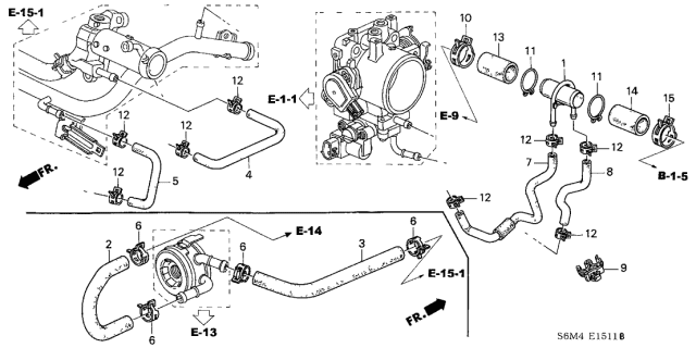 2003 Acura RSX Engine Coolant Hose Diagram for 19515-PRB-A00