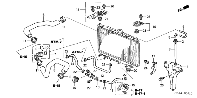 2007 Acura TSX Radiator Reservoir Coolant Overflow Tank Diagram for 19101-RBB-000